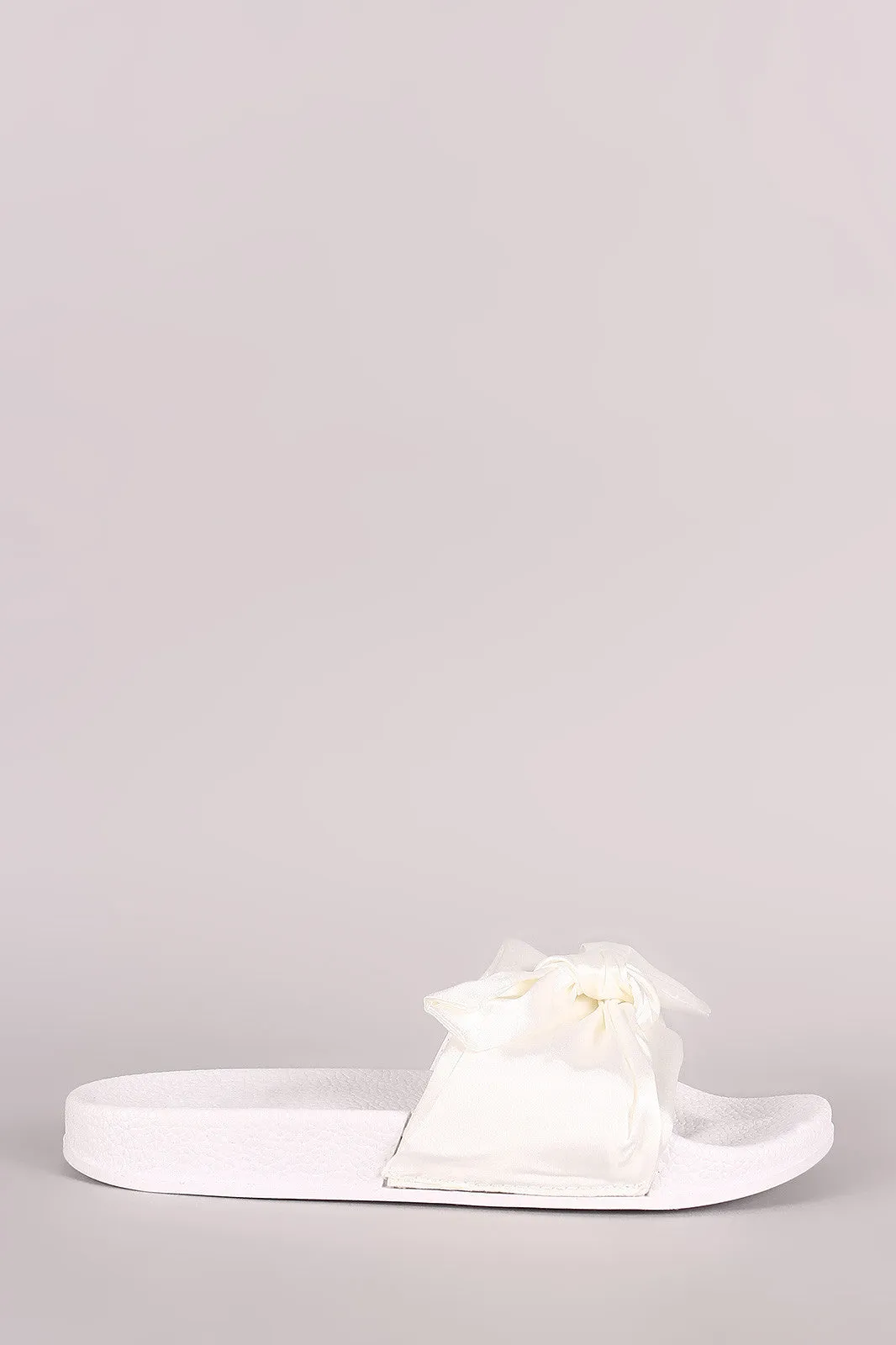 Satin Oversized Bow Slide Sandal