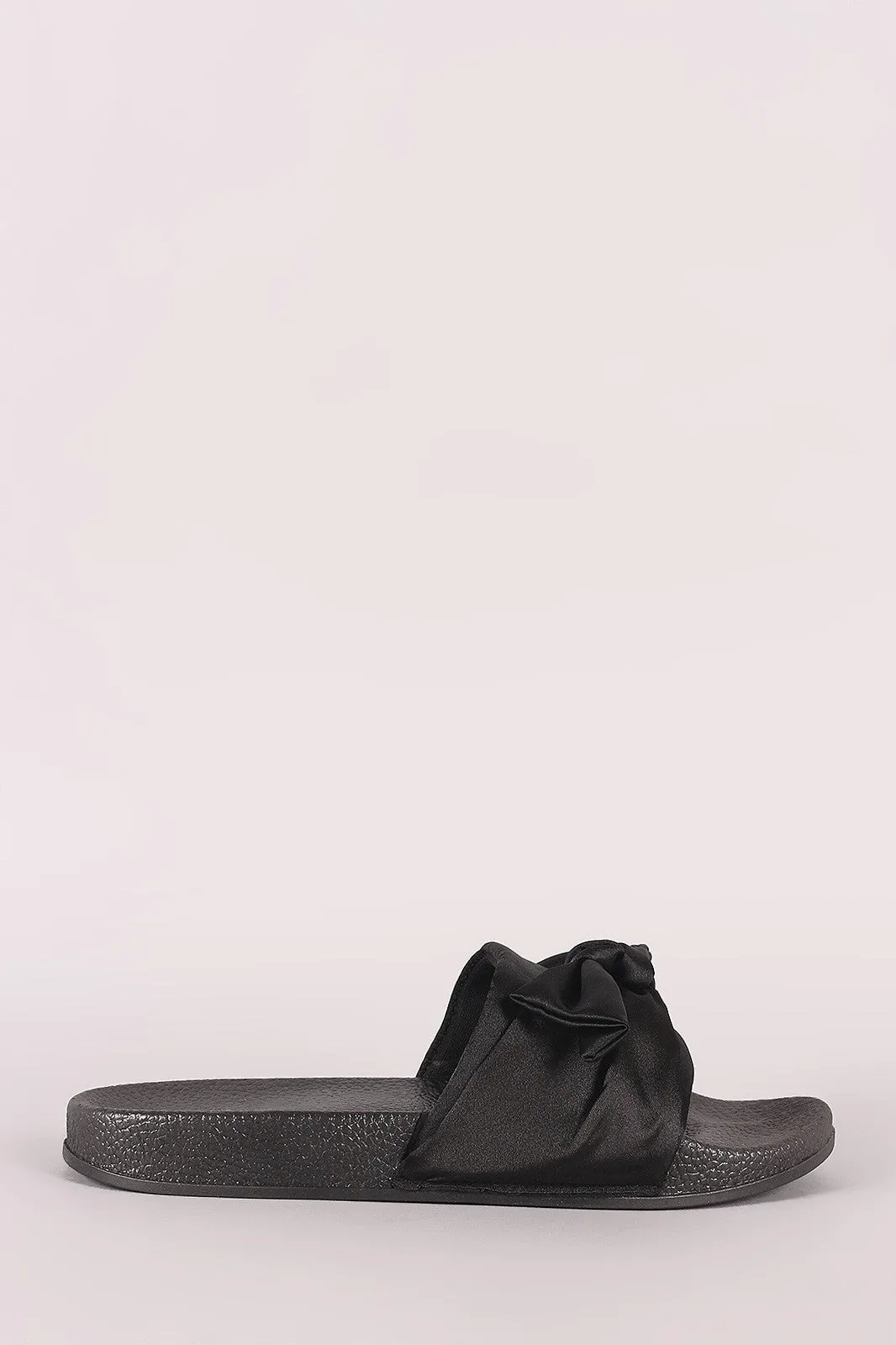 Satin Oversized Bow Slide Sandal