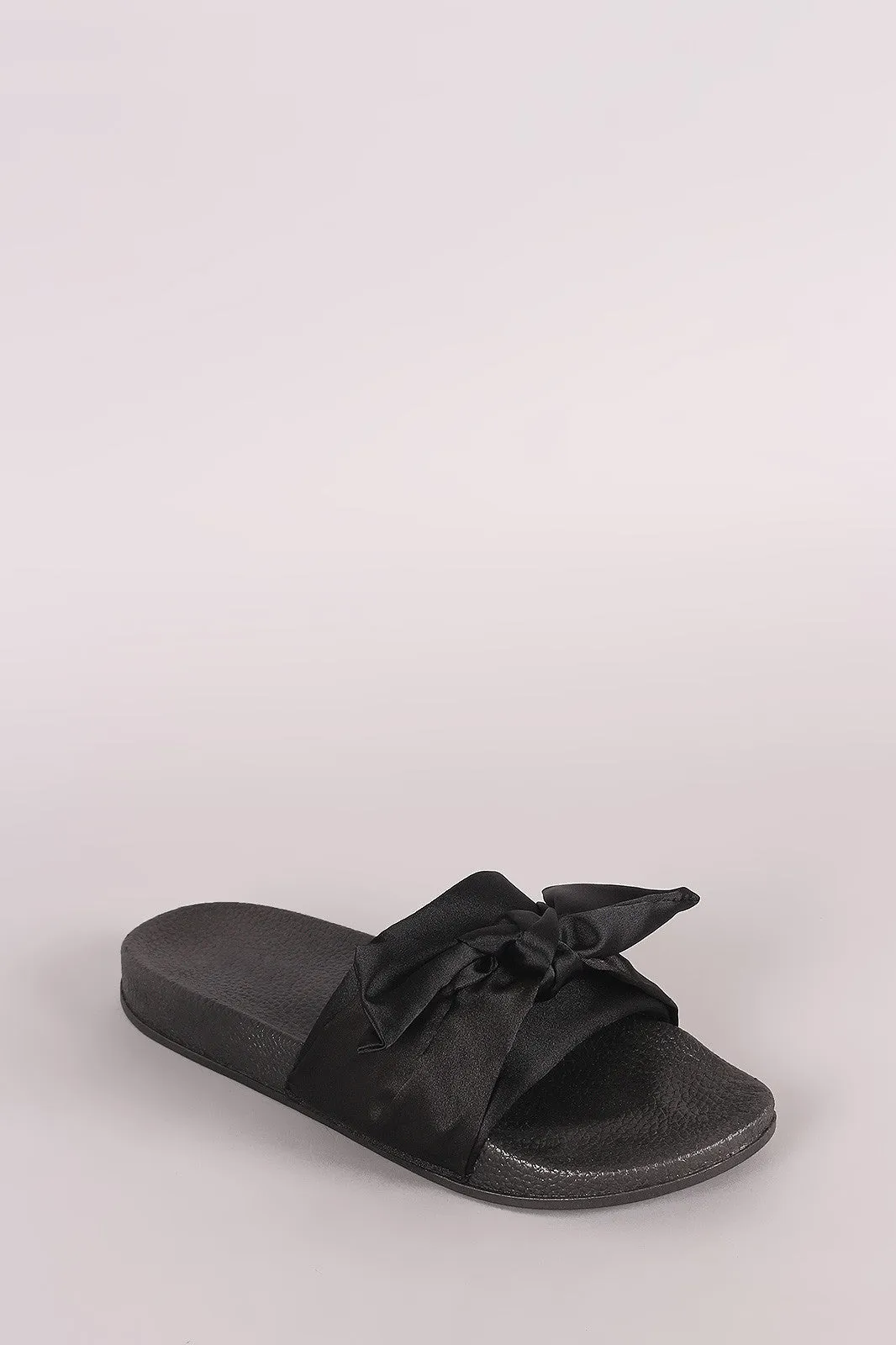 Satin Oversized Bow Slide Sandal