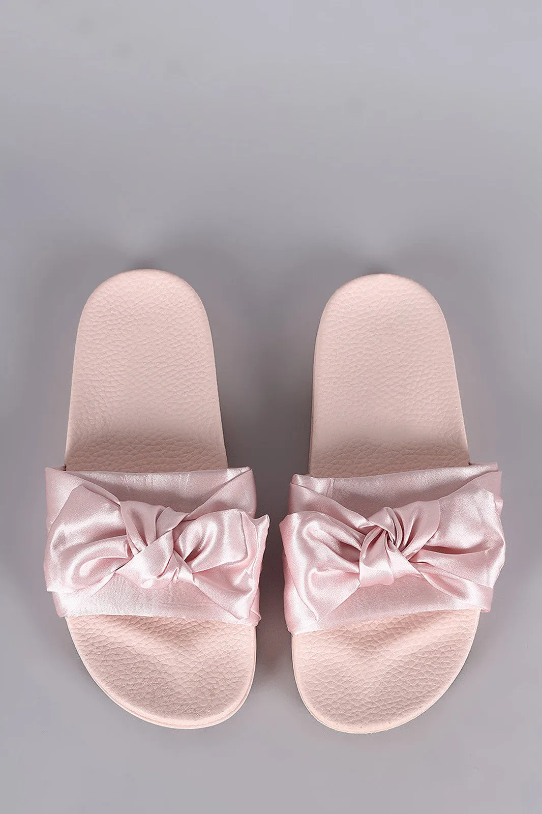 Satin Oversized Bow Slide Sandal