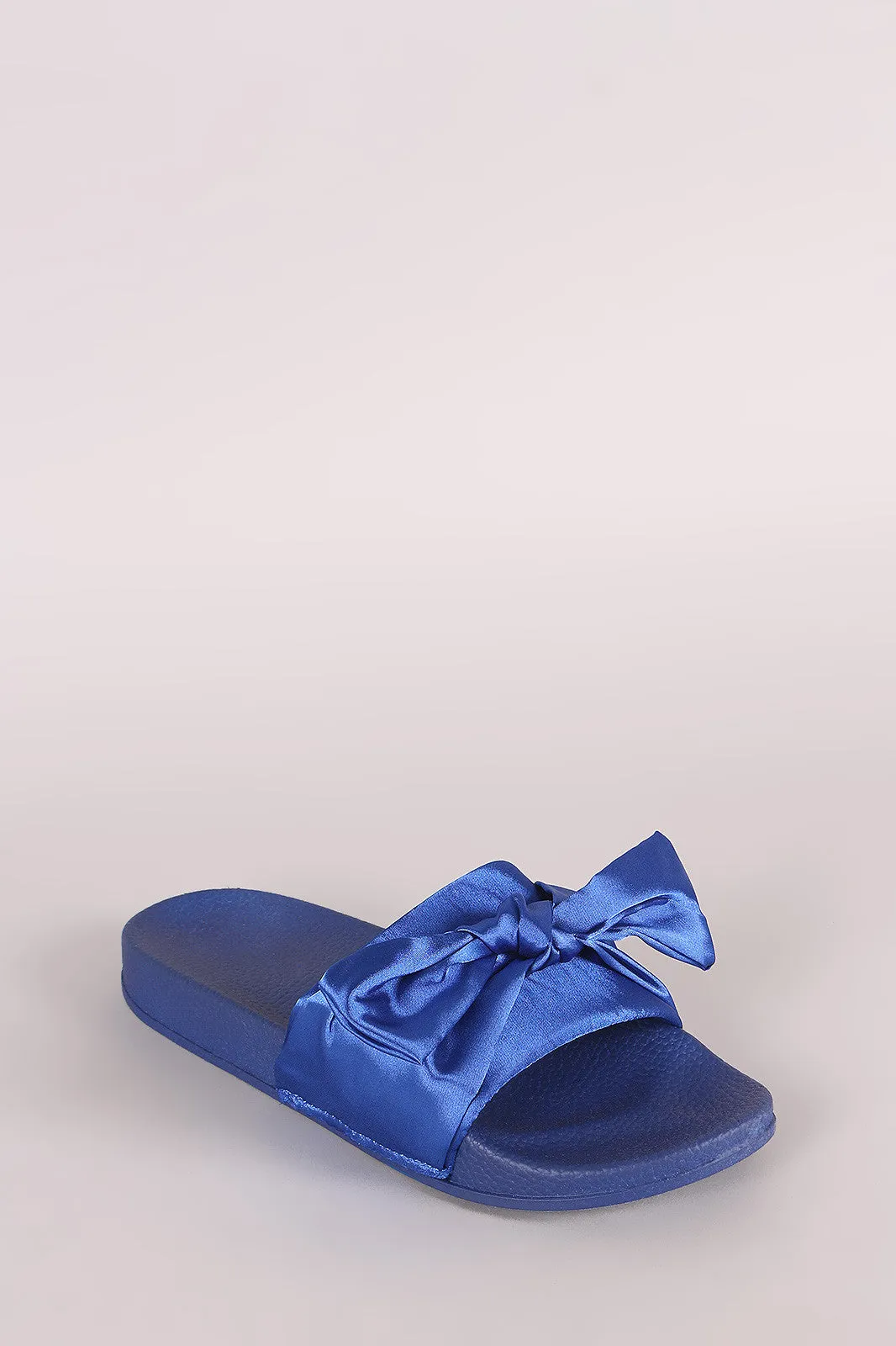 Satin Oversized Bow Slide Sandal