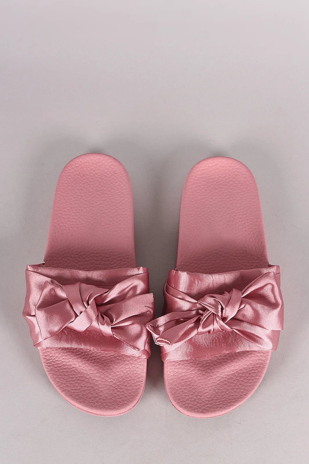 Satin Oversized Bow Slide Sandal