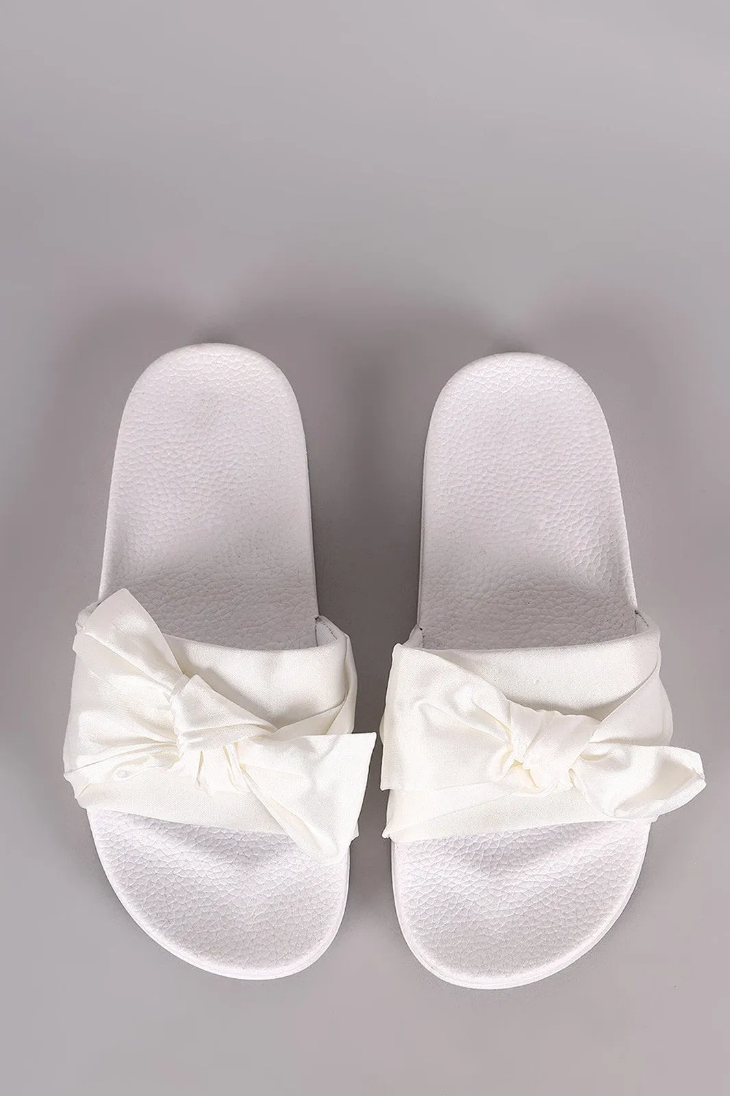 Satin Oversized Bow Slide Sandal