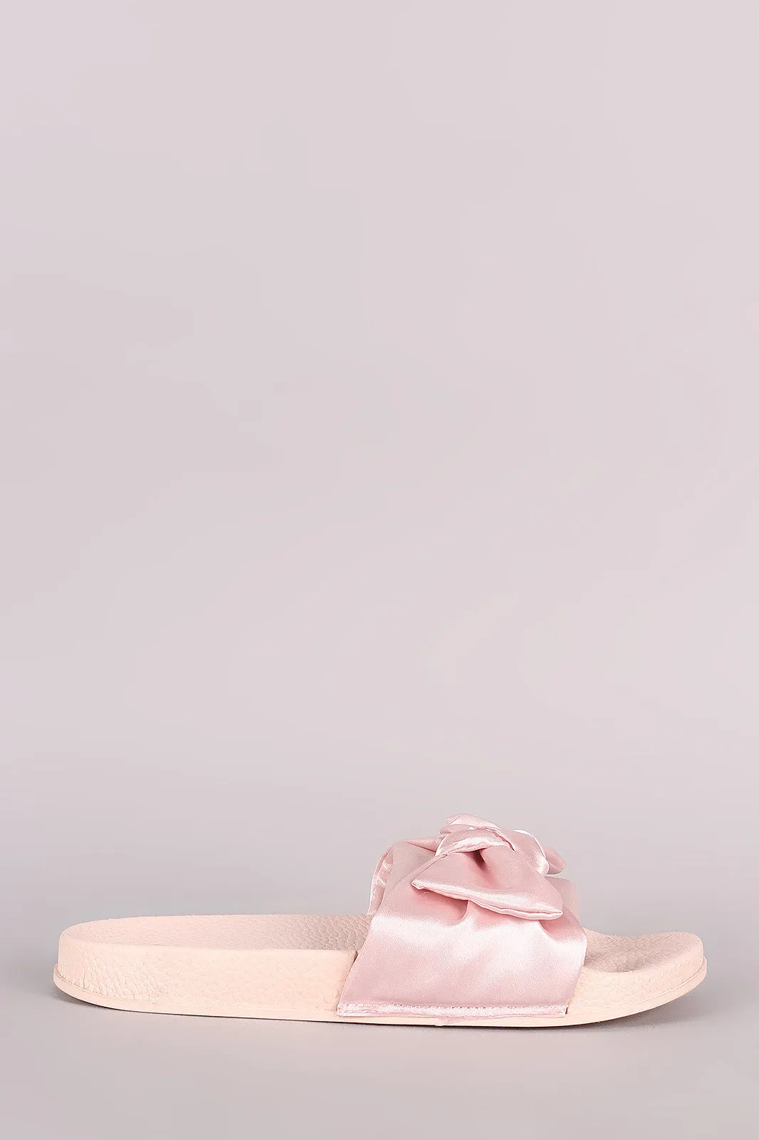 Satin Oversized Bow Slide Sandal