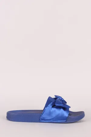 Satin Oversized Bow Slide Sandal