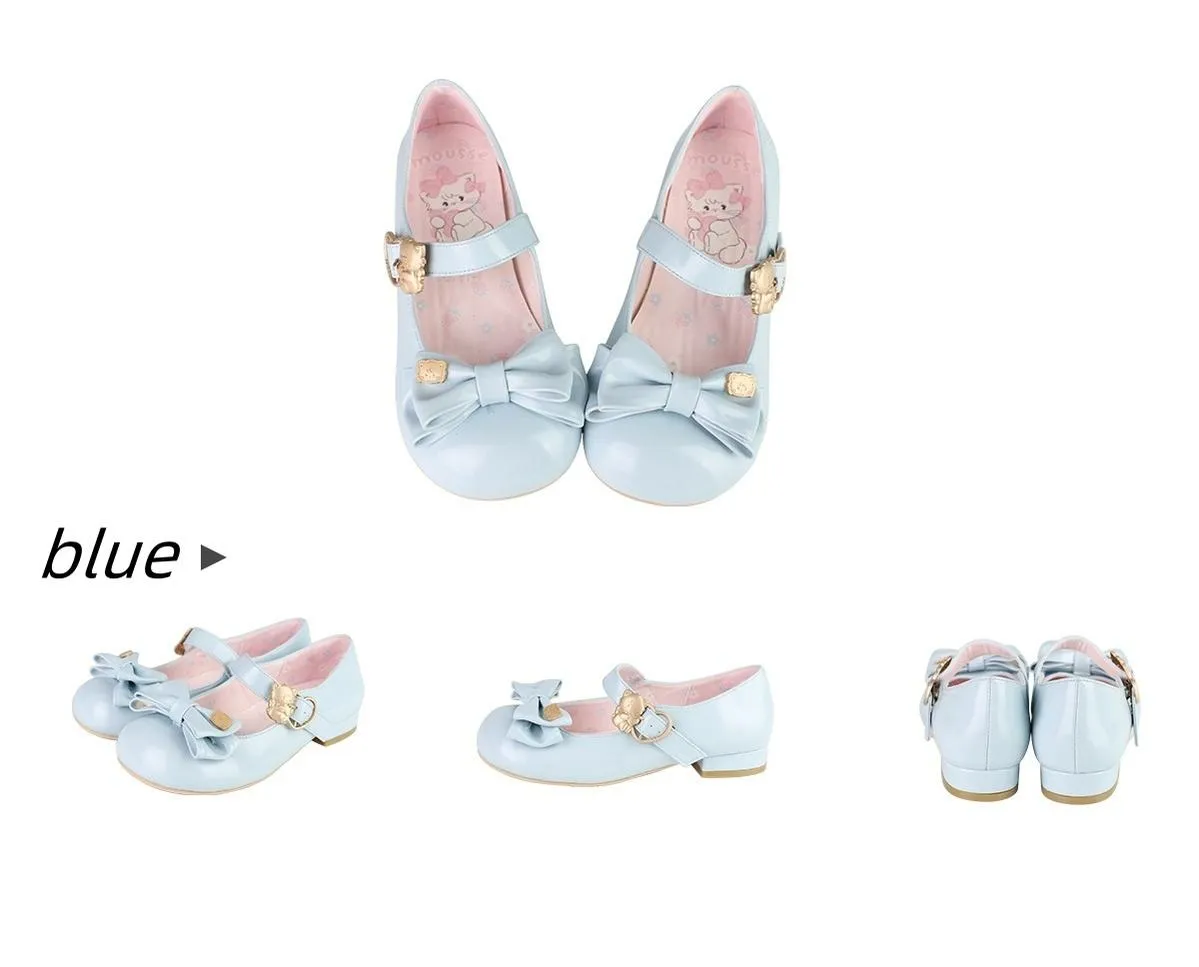 Sheep Puff~Mikko Hug~Sweet Lolita Shose Round Toe Lolitta Heels Butterfly Bow