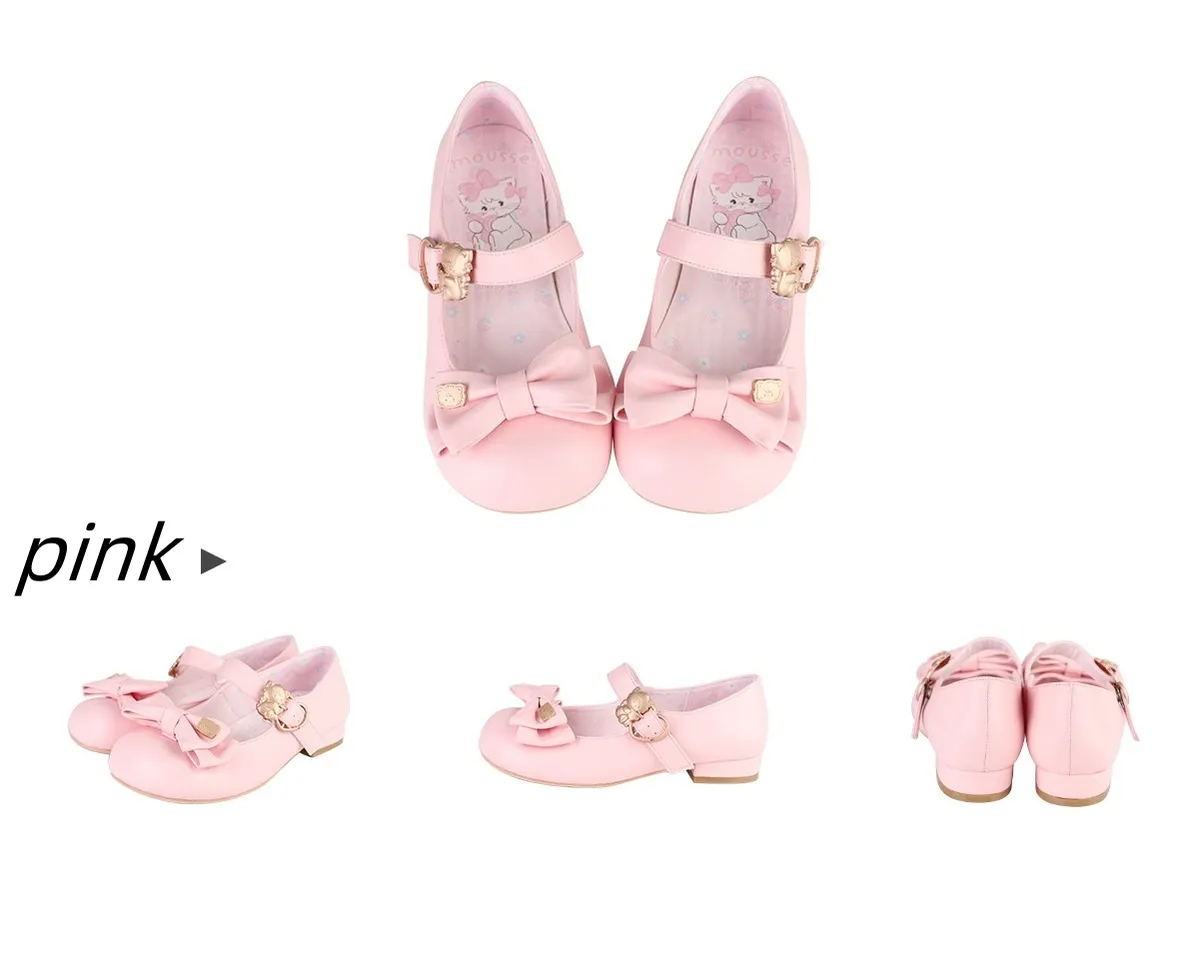 Sheep Puff~Mikko Hug~Sweet Lolita Shose Round Toe Lolitta Heels Butterfly Bow