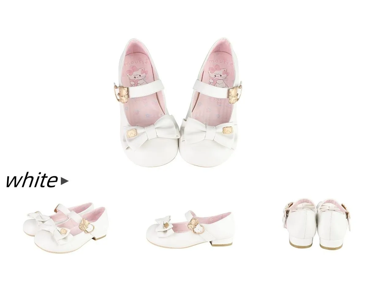 Sheep Puff~Mikko Hug~Sweet Lolita Shose Round Toe Lolitta Heels Butterfly Bow