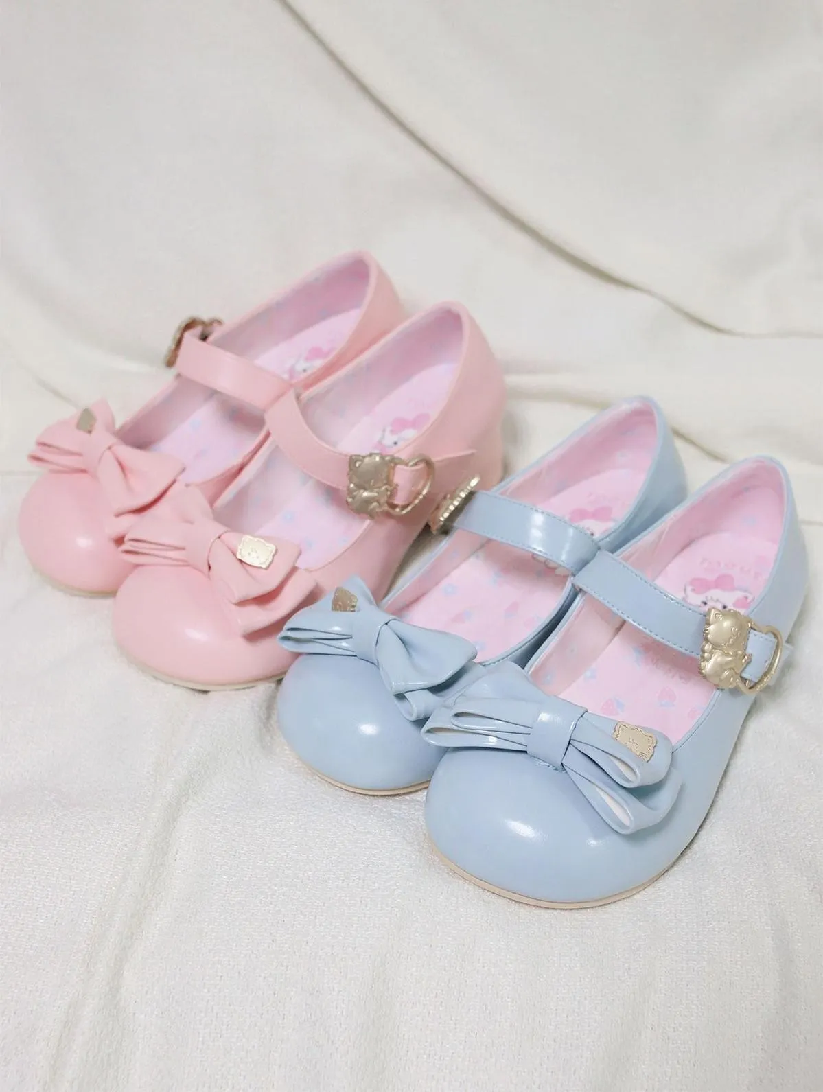 Sheep Puff~Mikko Hug~Sweet Lolita Shose Round Toe Lolitta Heels Butterfly Bow