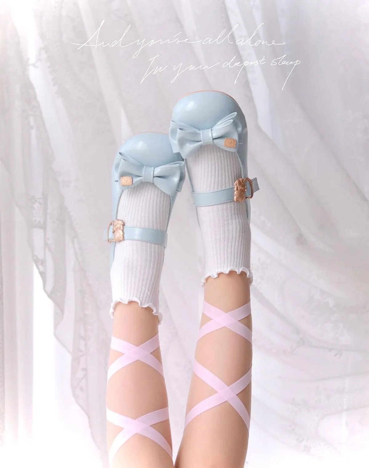 Sheep Puff~Mikko Hug~Sweet Lolita Shose Round Toe Lolitta Heels Butterfly Bow