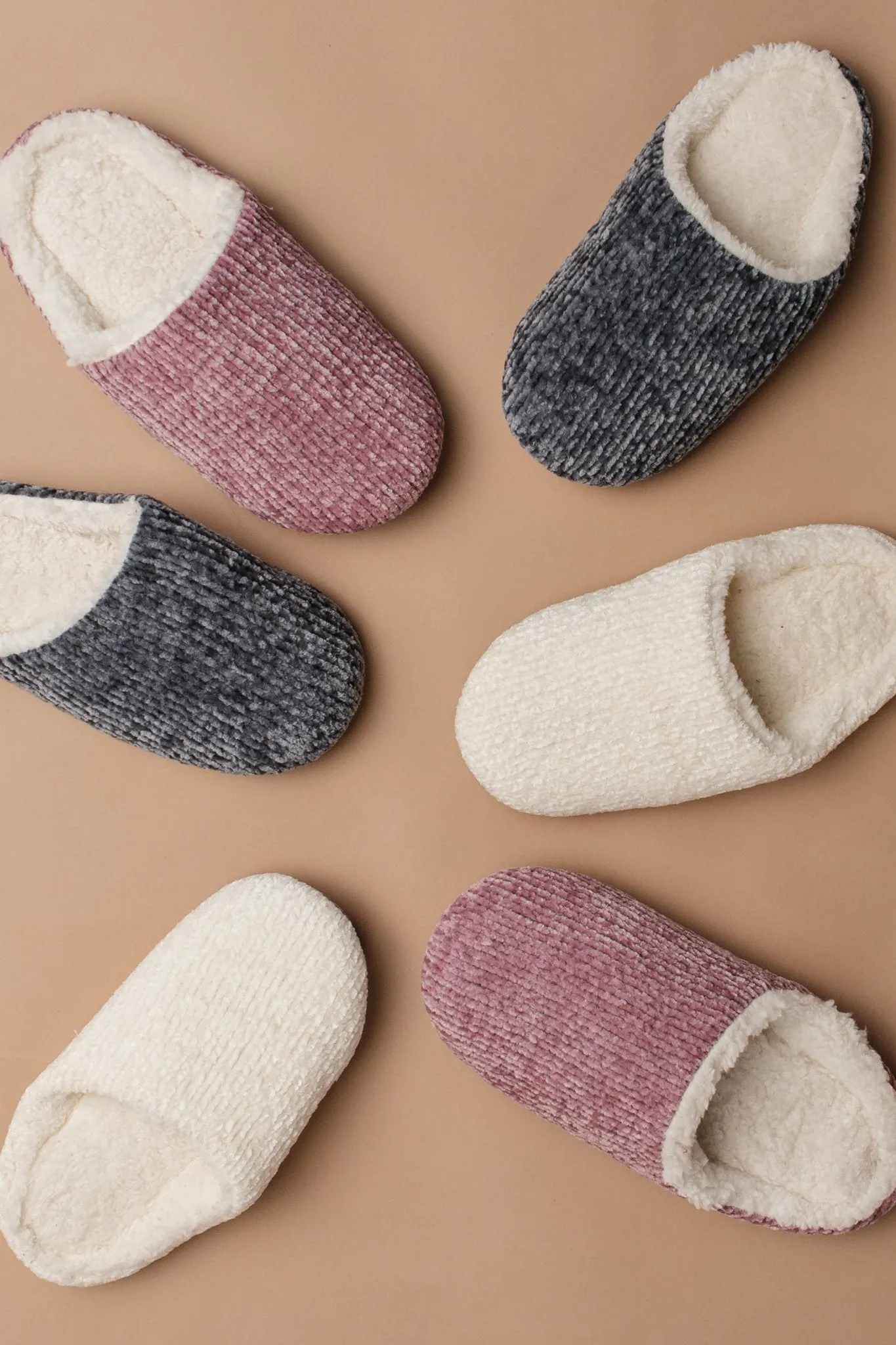 She'll Never Wear Shoes Again Chenille Slippers In Charcoal
