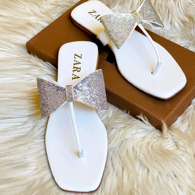 Shiny Rhinestone Bow Thong Flat Sandal #10400 #22