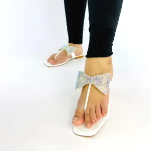 Shiny Rhinestone Bow Thong Flat Sandal #10400 #22