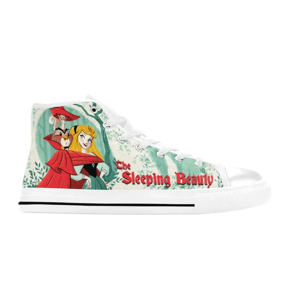 Sleeping Beauty Princess Aurora Shoes High Top Sneakers for Kids and Adults