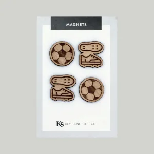 Soccer and Soccer Cleats Sport Magnets, Pack of 4