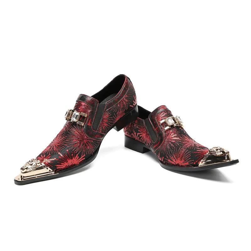 Trendy casual leather shoes for men, business formal wear, thick soles, heightening loafers, suit shoes, British print glossy