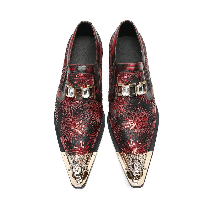 Trendy casual leather shoes for men, business formal wear, thick soles, heightening loafers, suit shoes, British print glossy