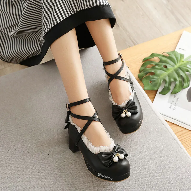 Uniwim Lace Lolita Bow Shoes SE21245