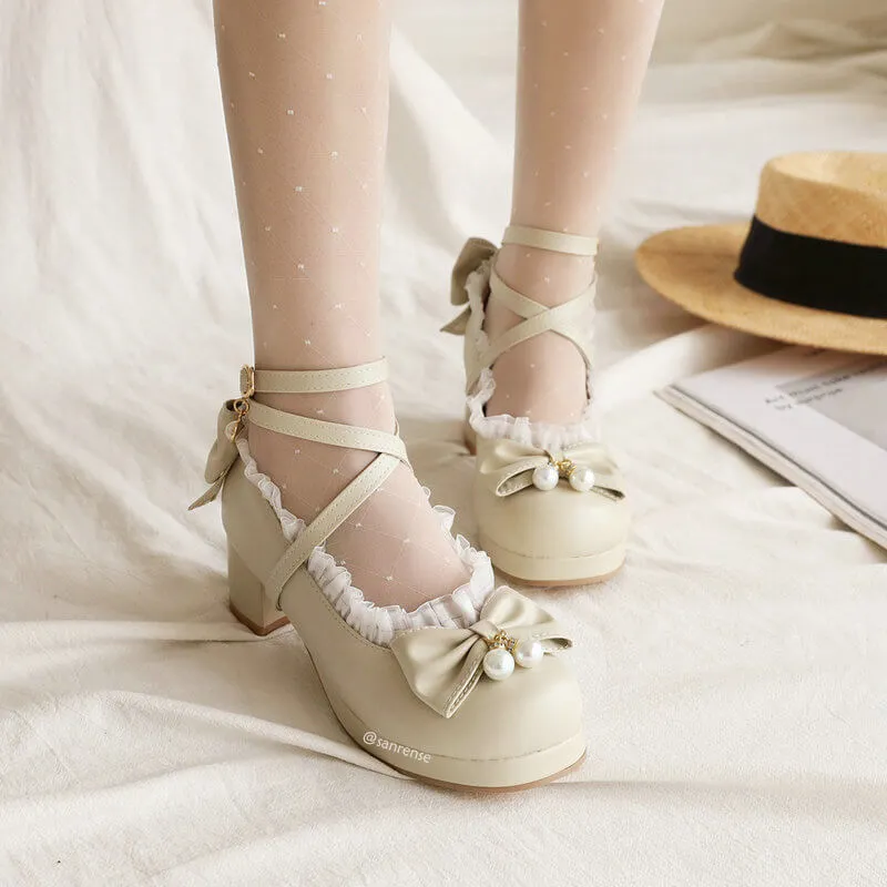 Uniwim Lace Lolita Bow Shoes SE21245