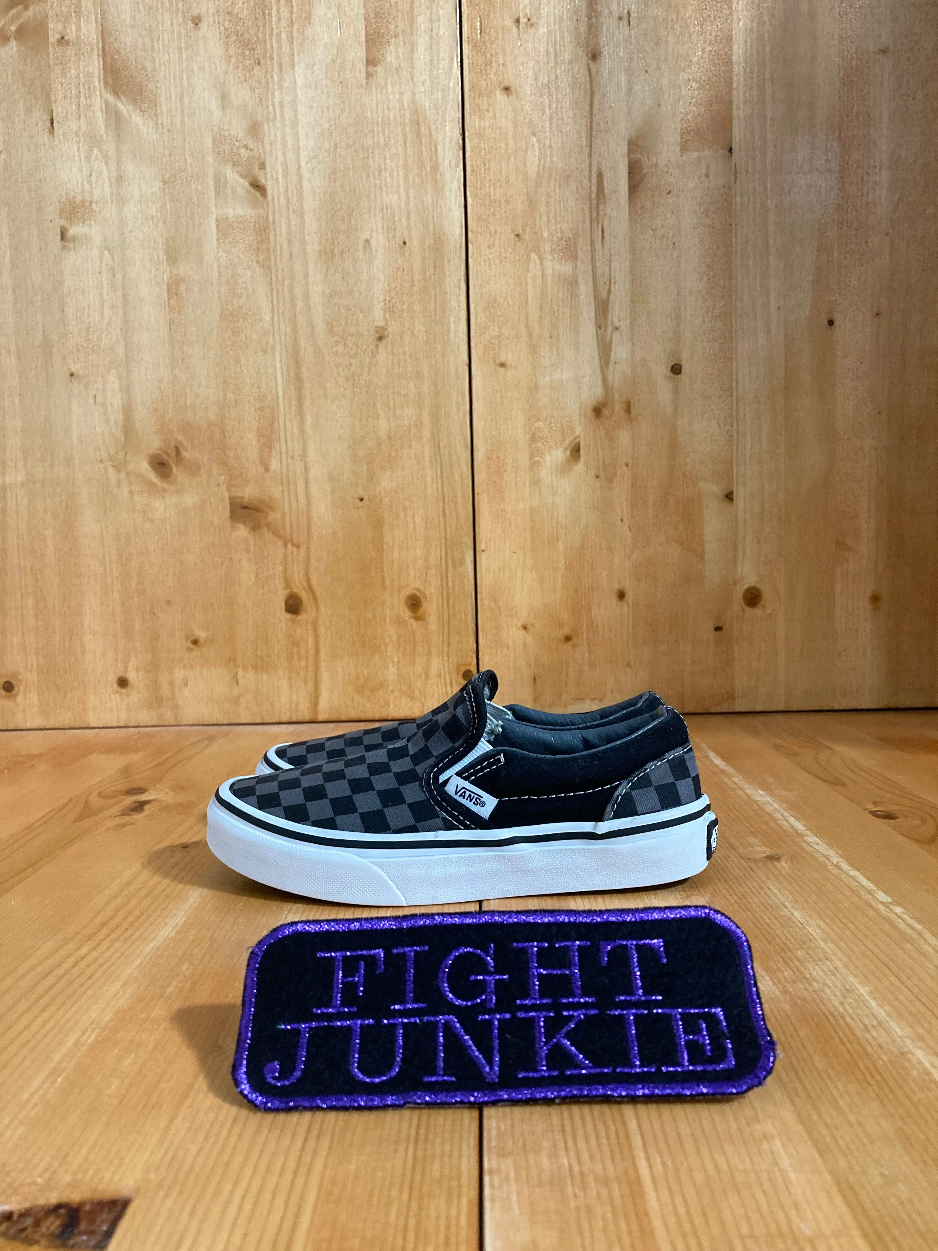 VANS OLD SKOOL CHECKERBOARD Kids Size 13.5 Canvas Skateboarding Shoes Sneakers Black