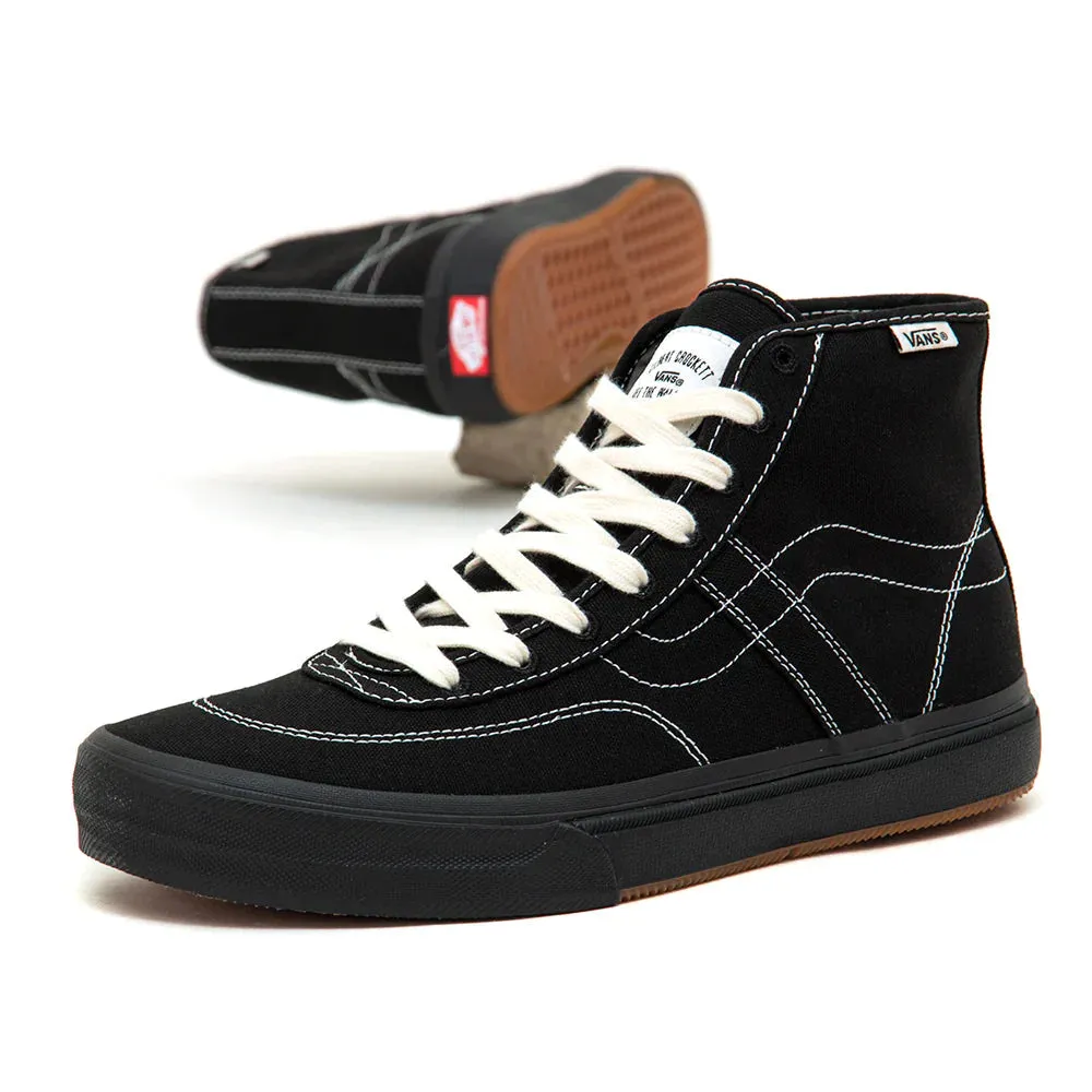 VANS Women's Crockett High Decon Shoes Black/Black/White