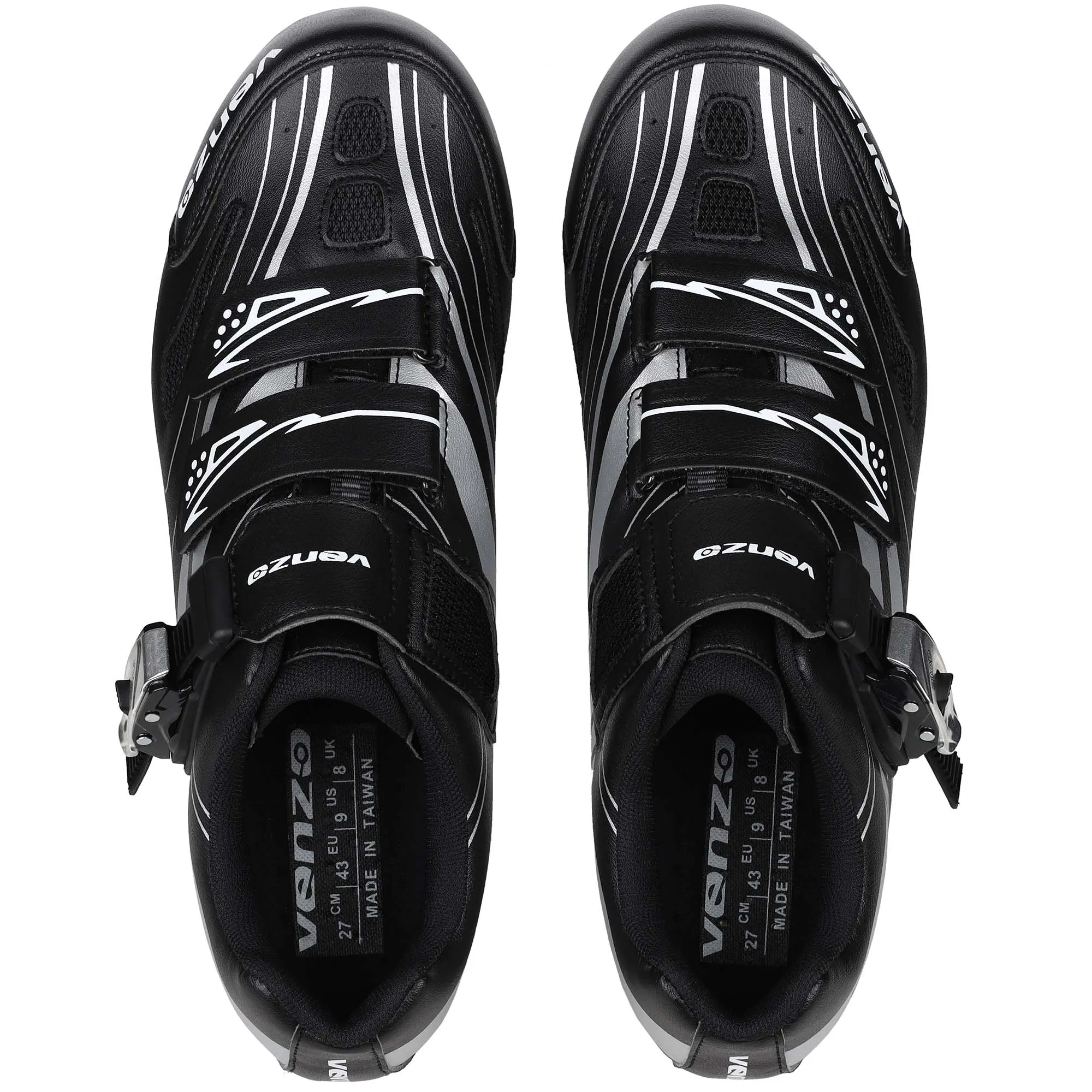 Venzo RX Road Bike Compatible with  SPD SL Look Cycling Shoes and Look Delta Indoor Cleats Black Size 46