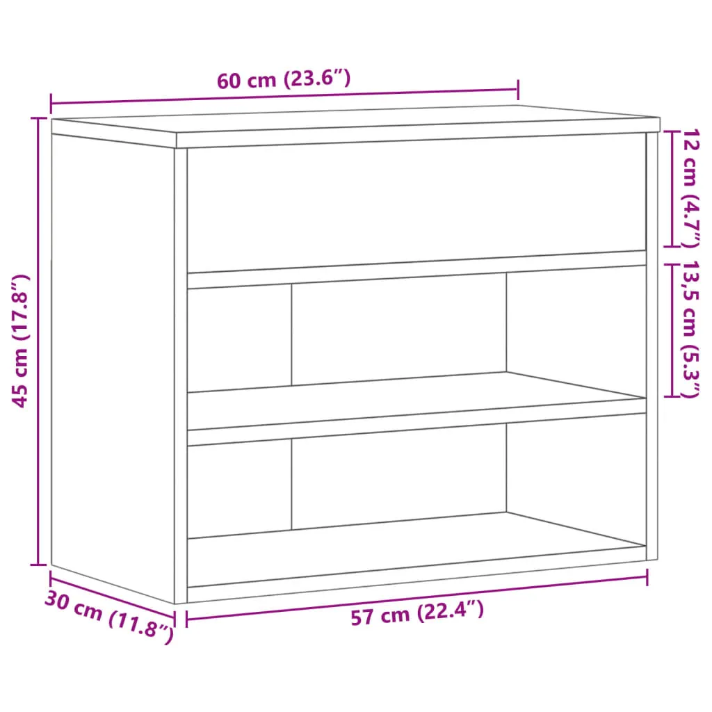 vidaXL Shoe Bench High Gloss White 60x30x45 cm Engineered Wood