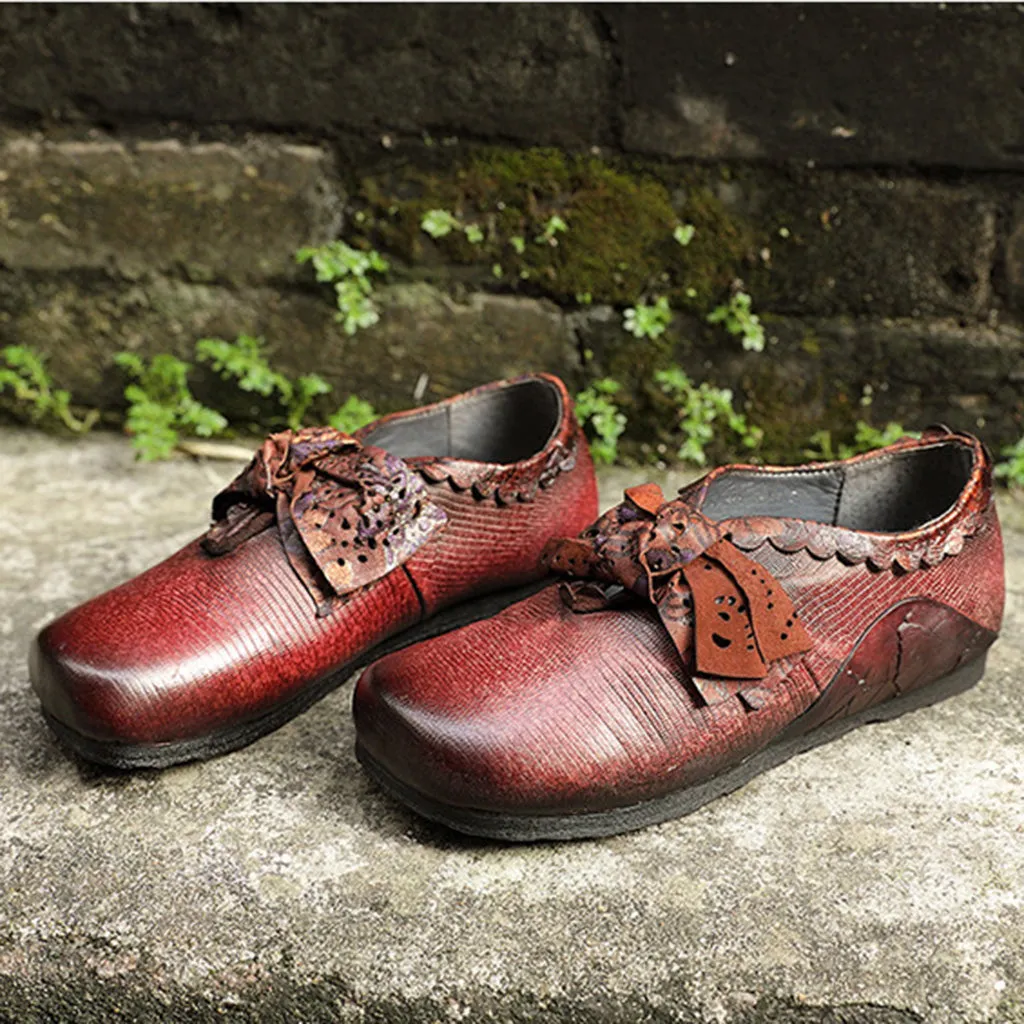 Winter Handmade Retro Leather Flat Shoes | Gift Shoes