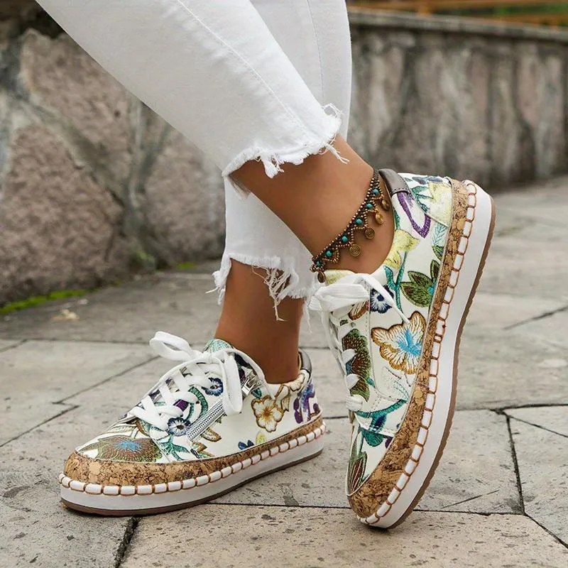 Women's Fashion Trainers Lace Up  Walking Shoes