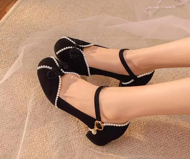 Yana~Huaiyu Yana~Chinese Style Han Lolita Shoes Lolita Chunky Heel Shoes